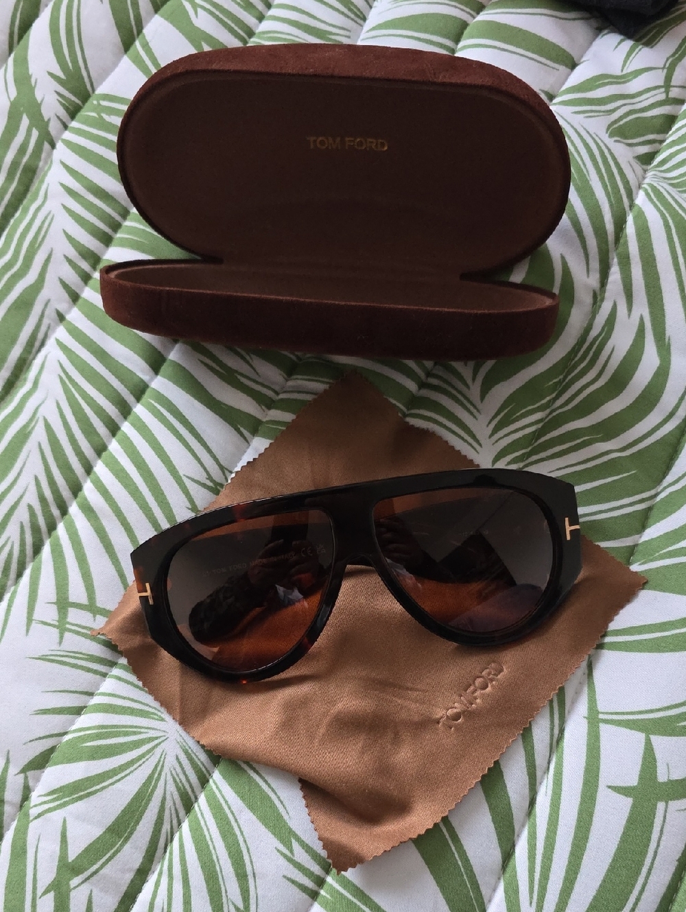 Tom Ford Black Tortoiseshell Men's Aviator Sunglasses with Brown Lenses